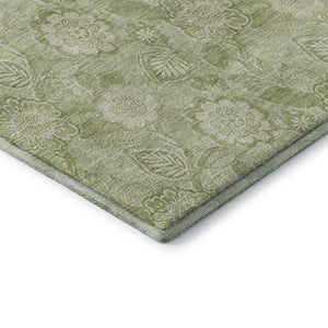 HomeRoots 10' X 14' Sage and Beige Floral Area Rug - Durable, Washable, UV-Protected for Busy Homes & Kids 708808