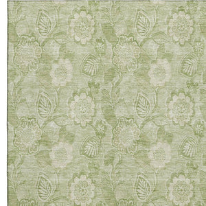 HomeRoots 10' X 14' Sage and Beige Floral Area Rug - Durable, Washable, UV-Protected for Busy Homes & Kids 708808