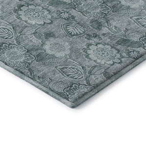 HomeRoots 5' X 8' Teal And Aqua Floral Area Rug - Washable, UV Protected, Stain Resistant for Stylish Durability 708810