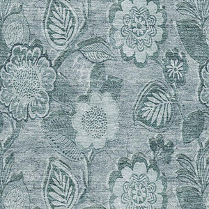 HomeRoots 5' X 8' Teal And Aqua Floral Area Rug - Washable, UV Protected, Stain Resistant for Stylish Durability 708810