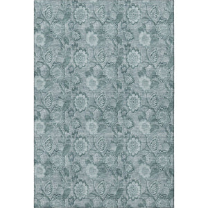 HomeRoots 8' Teal and Aqua Floral Area Rug – Washable, UV-Protected, Durable Design for High-Traffic Spaces 708811