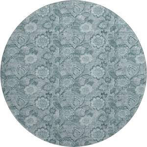 HomeRoots 8' X 10' Teal And Aqua Floral Area Rug - Washable, UV Protected, Stain-Resistant for Any Space 708812