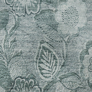 HomeRoots 8' X 10' Teal And Aqua Floral Area Rug - Washable, UV Protected, Stain-Resistant for Any Space 708812