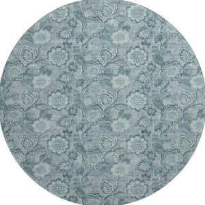 HomeRoots 8' X 10' Teal And Aqua Floral Area Rug - Washable, UV Protected, Stain-Resistant for Any Space 708812