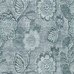 HomeRoots 9' X 12' Washable Teal & Aqua Floral Area Rug with UV Protection - Durable, Stain-Resistant & Stylish 708813