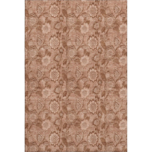 HomeRoots 5' X 8' Terra Cotta Floral Area Rug - Washable, UV Protected, Durable, Non-Slip, Family-Friendly Design 708816