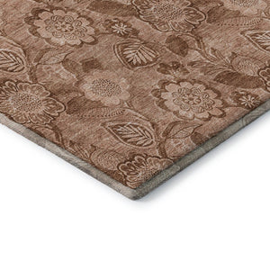 HomeRoots 5' X 8' Terra Cotta Floral Area Rug - Washable, UV Protected, Durable, Non-Slip, Family-Friendly Design 708816