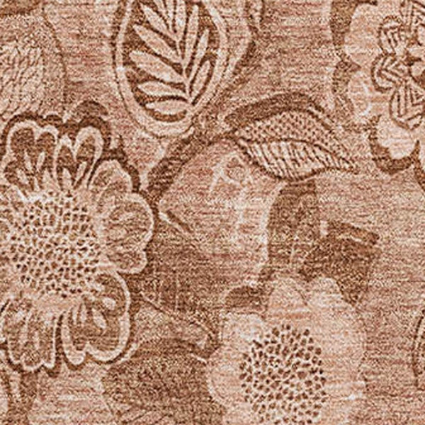 HomeRoots 5' X 8' Terra Cotta Floral Area Rug - Washable, UV Protected, Durable, Non-Slip, Family-Friendly Design 708816