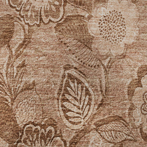 HomeRoots 8' X 10' Terra Cotta & Copper Floral Washable Rug – Durable, Stain Resistant & UV Protected for Homes 708818