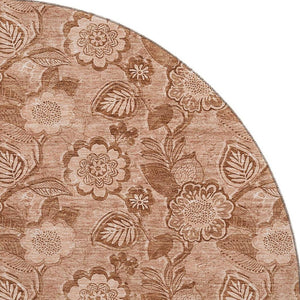 HomeRoots 8' X 10' Terra Cotta & Copper Floral Washable Rug – Durable, Stain Resistant & UV Protected for Homes 708818