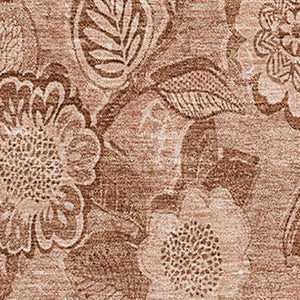 HomeRoots 9' X 12' Terra Cotta & Copper Floral Washable Area Rug – Durable, Stain Resistant & UV Protected! 708819