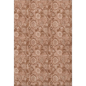 HomeRoots 9' X 12' Terra Cotta & Copper Floral Washable Area Rug – Durable, Stain Resistant & UV Protected! 708819