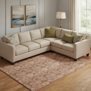 HomeRoots 10' X 14' Terra Cotta & Copper Floral Washable Area Rug with UV Protection for Busy Homes 708820