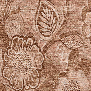 HomeRoots 10' X 14' Terra Cotta & Copper Floral Washable Area Rug with UV Protection for Busy Homes 708820