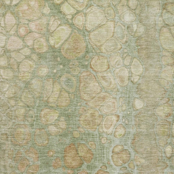 HomeRoots 5' X 8' Washable Artichoke Green Abstract Area Rug with UV Protection, Perfect for Busy Homes! 708822
