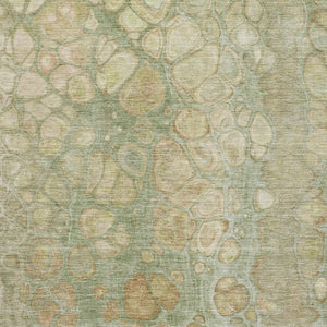 HomeRoots 8' Washable Round Rug in Artichoke Green, Gray & Beige - UV Protected, Durable & Easy to Clean! 708823