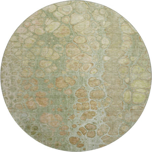 HomeRoots 8' X 10' Abstract Area Rug in Artichoke Green, Gray & Beige - Washable, UV Protected & Durable Design 708824