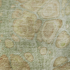 HomeRoots 8' X 10' Abstract Area Rug in Artichoke Green, Gray & Beige - Washable, UV Protected & Durable Design 708824