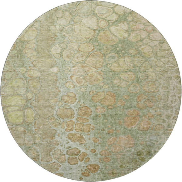 HomeRoots 8' X 10' Abstract Area Rug in Artichoke Green, Gray & Beige - Washable, UV Protected & Durable Design 708824