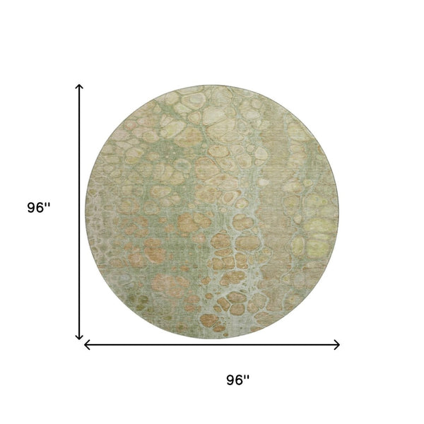 HomeRoots 8' X 10' Abstract Area Rug in Artichoke Green, Gray & Beige - Washable, UV Protected & Durable Design 708824