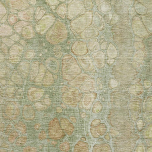 HomeRoots 9' X 12' Artichoke Green Abstract Area Rug – Washable, UV-Protected, Durable & Non-Slip Design! 708825