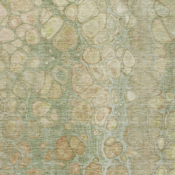 HomeRoots 9' X 12' Artichoke Green Abstract Area Rug – Washable, UV-Protected, Durable & Non-Slip Design! 708825