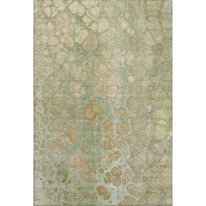 HomeRoots 10' X 14' Artichoke Green Gray Beige Abstract Washable Area Rug - UV Protected & Stain Resistant 708826