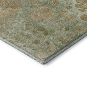 HomeRoots 10' X 14' Artichoke Green Gray Beige Abstract Washable Area Rug - UV Protected & Stain Resistant 708826