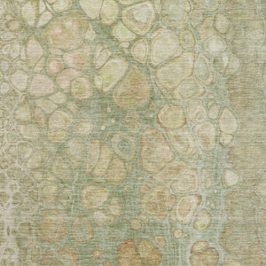 HomeRoots 10' X 14' Artichoke Green Gray Beige Abstract Washable Area Rug - UV Protected & Stain Resistant 708826