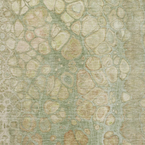 HomeRoots 10' X 14' Artichoke Green Gray Beige Abstract Washable Area Rug - UV Protected & Stain Resistant 708826