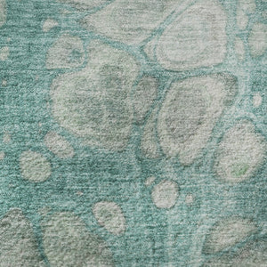 HomeRoots 8' X 10' Aqua Gray & Silver Abstract Washable Area Rug - Durable, UV-Protected, Modern Design! 708830