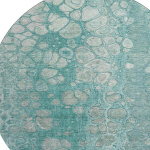 HomeRoots 8' X 10' Aqua Gray & Silver Abstract Washable Area Rug - Durable, UV-Protected, Modern Design! 708830