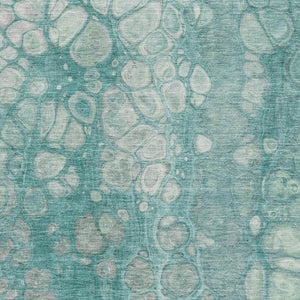 HomeRoots 9' X 12' Aqua Gray & Silver Abstract Washable Area Rug - Durable, UV Protected, Non-Slip Design! 708831