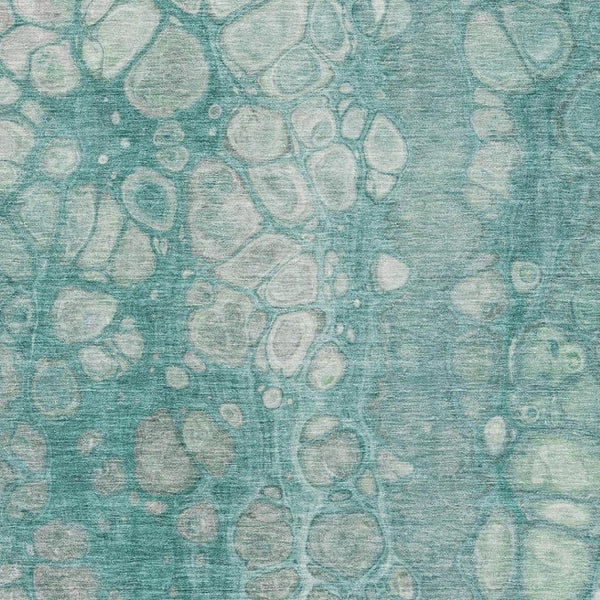 HomeRoots 10' Aqua Gray & Silver Abstract Washable Area Rug - UV Protected, Stain Resistant, Modern Design 708832