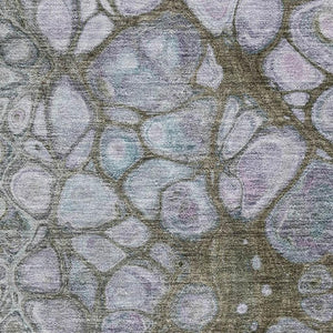 HomeRoots 5' X 8' Washable Abstract Area Rug in Brown, Blue & Gray with UV Protection for High-Traffic Spaces 708834