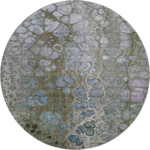 HomeRoots 8' X 10' Washable Abstract Area Rug in Brown, Blue & Gray – UV-Protected, Stain Resistant & Stylish 708836