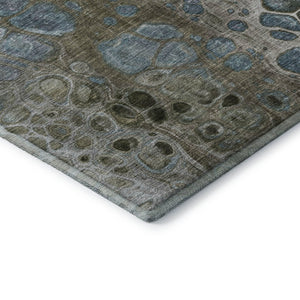 HomeRoots 8' X 10' Washable Abstract Area Rug in Brown, Blue & Gray – UV-Protected, Stain Resistant & Stylish 708836