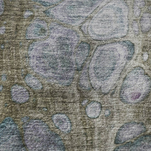 HomeRoots 8' X 10' Washable Abstract Area Rug in Brown, Blue & Gray – UV-Protected, Stain Resistant & Stylish 708836