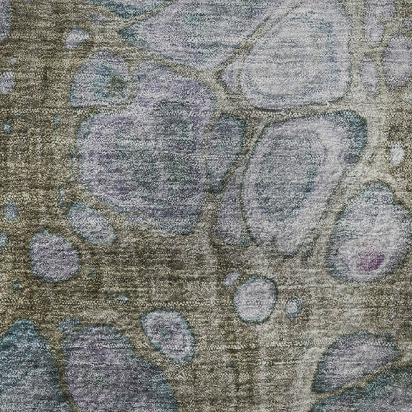 HomeRoots 8' X 10' Washable Abstract Area Rug in Brown, Blue & Gray – UV-Protected, Stain Resistant & Stylish 708836