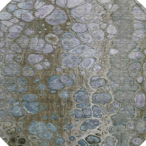 HomeRoots 8' X 10' Washable Abstract Area Rug in Brown, Blue & Gray – UV-Protected, Stain Resistant & Stylish 708836