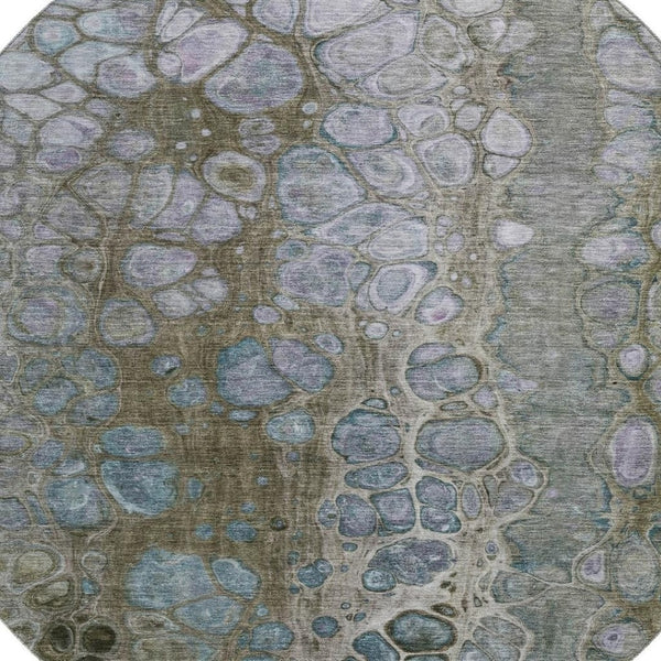 HomeRoots 8' X 10' Washable Abstract Area Rug in Brown, Blue & Gray – UV-Protected, Stain Resistant & Stylish 708836
