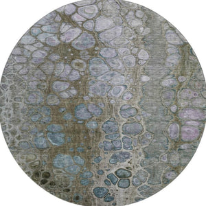 HomeRoots 8' X 10' Washable Abstract Area Rug in Brown, Blue & Gray – UV-Protected, Stain Resistant & Stylish 708836