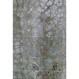 HomeRoots 9' X 12' Washable Area Rug in Brown, Blue & Gray - Stylish, Durable, UV-Protected for Homes with Kids 708837