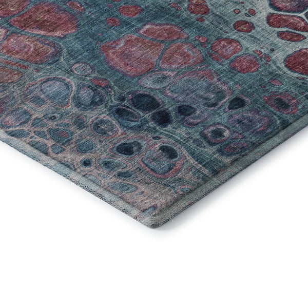 HomeRoots 5' X 8' Teal Plum Beige Abstract Area Rug - Washable, UV Protected, Stylish & Durable for Any Room 708840
