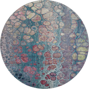 HomeRoots 8' X 10' Teal Plum Beige Abstract Washable Area Rug - Pet-Friendly, UV Resistant, Modern Décor Essential 708842