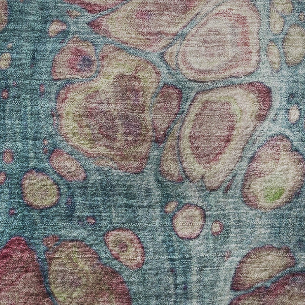 HomeRoots 8' X 10' Teal Plum Beige Abstract Washable Area Rug - Pet-Friendly, UV Resistant, Modern Décor Essential 708842