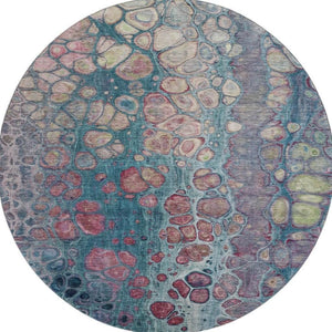 HomeRoots 8' X 10' Teal Plum Beige Abstract Washable Area Rug - Pet-Friendly, UV Resistant, Modern Décor Essential 708842