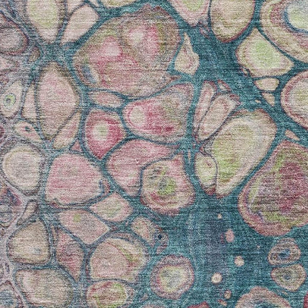 HomeRoots 9' X 12' Teal Plum Beige Abstract Washable Area Rug - Durable, Stain-Resistant, UV-Protected Beauty! 708843