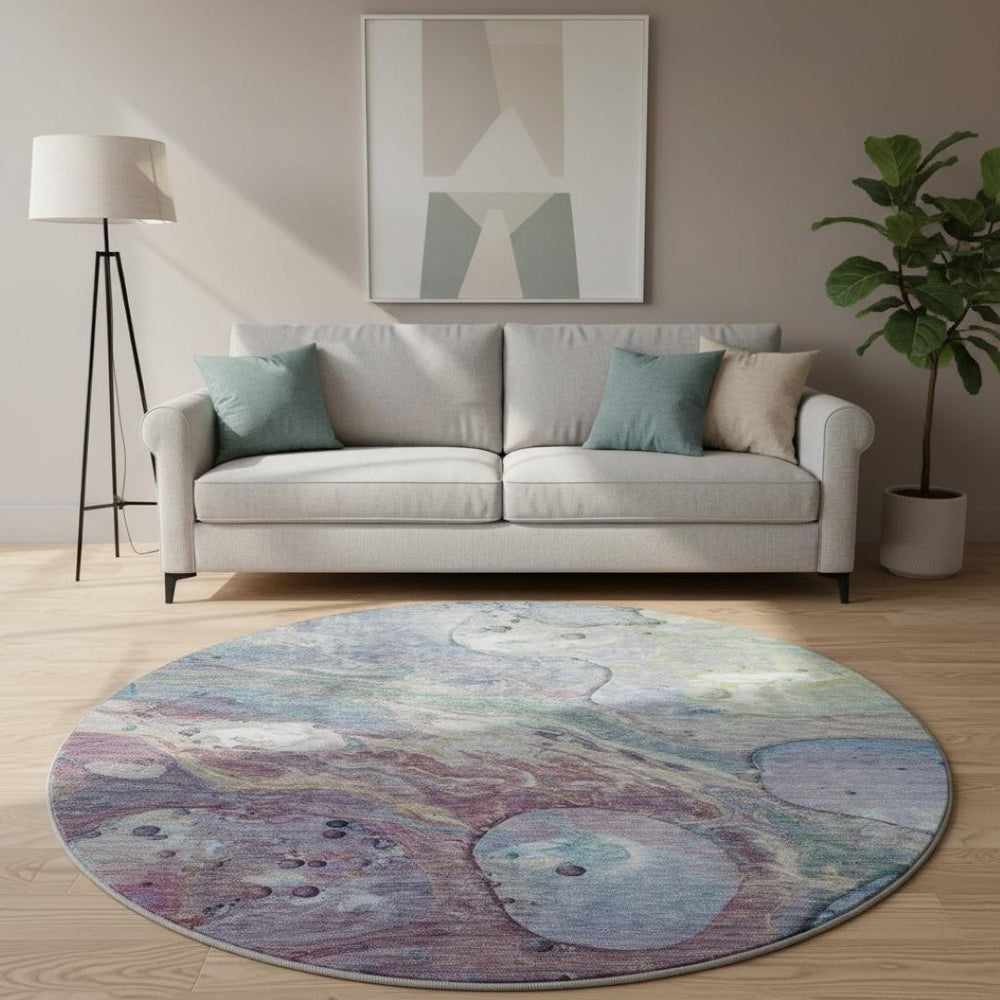 HomeRoots 8' X 10' Vibrant Blue, Purple & Green Abstract Washable Area Rug - UV Protected & Family-Friendly! 708848