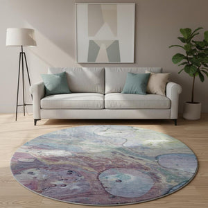 HomeRoots 8' X 10' Vibrant Blue, Purple & Green Abstract Washable Area Rug - UV Protected & Family-Friendly! 708848